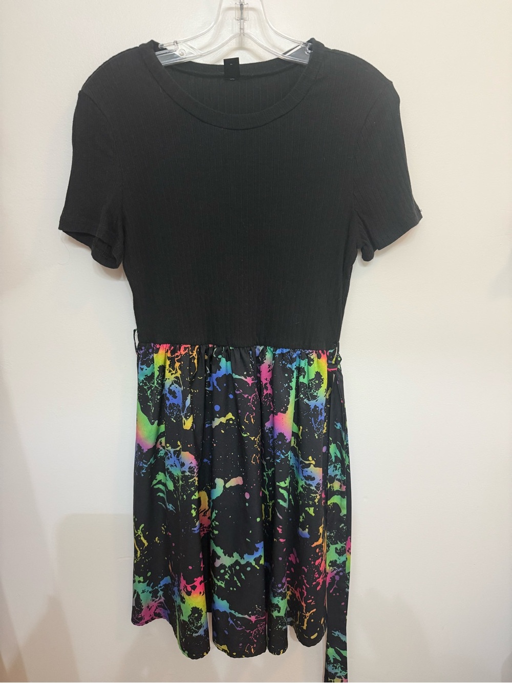 SHEIN Black Top Multicolor Splash Skirt  Dress